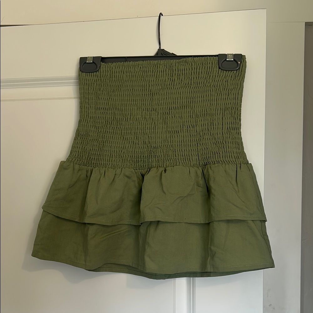 Olive Green Smocked Women's Skirt